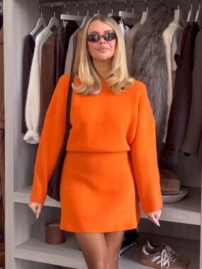 Zara Orange Knit Mini Dress